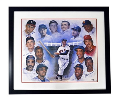 500 HR Club Signed Framed Lithograph (11 Signatures including Williams)